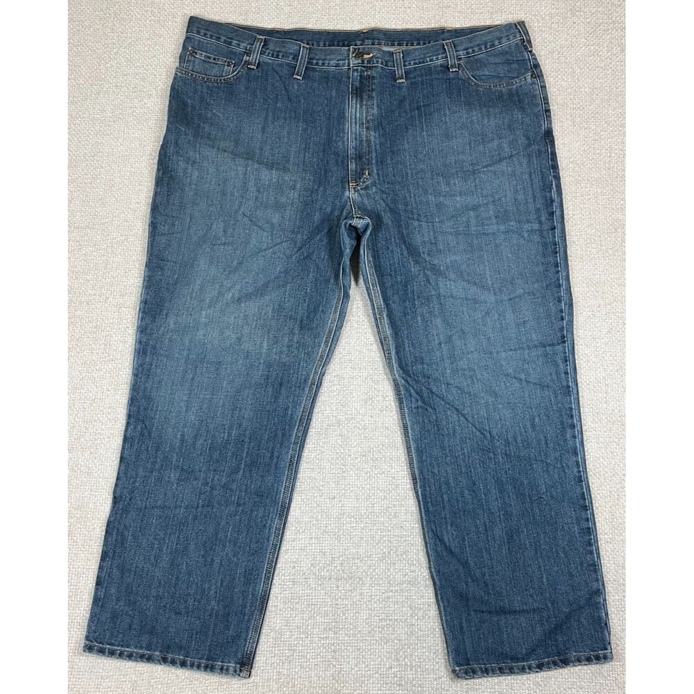 Carhartt Jeans Men's 52x32 Relaxed Fit Straight Leg Loose Blue Denim Workwear